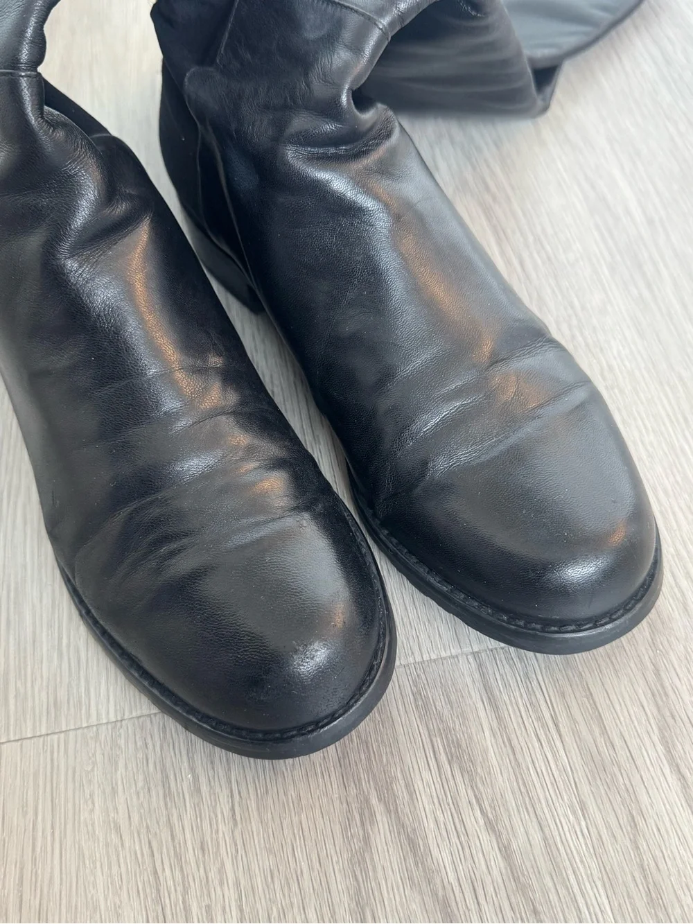 Stuart Weitzman 5050 Black Over-the-Knee Leather Riding Boots